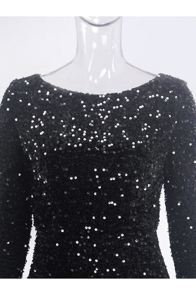 Styling Park Velvet Sequin Long Evening Dress