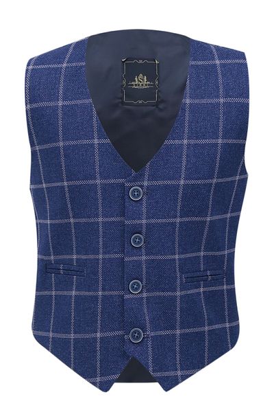 SIRRI Boy's Blue Plaid Stamp Single Vest