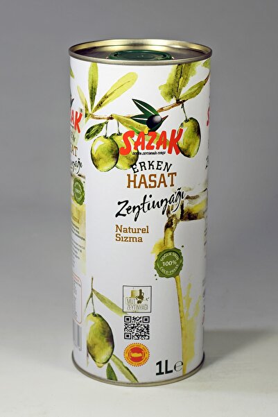 sazak zeytin zeytinyağı Erken Hasat Soğuk Sıkım Zeytinyağı Teneke 1 Lt