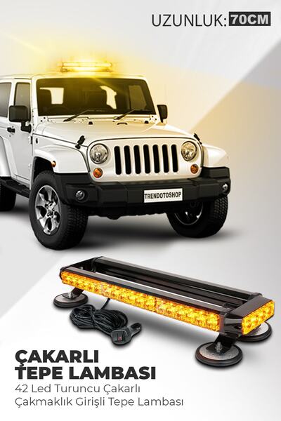 C9 4 Yönlü Turuncu 70 Cm Acil Durum Ikaz Lambası 28 Farklı Modlu Vantuzlu Tep...