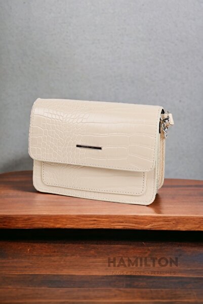 HAMILTON Orijinal Kadın Ayarlanabilir Çapraz Askılı Deri Dokulu Zincir Detayl...