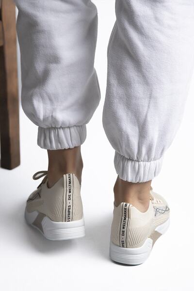 Guja Orjinal Kadın Taşlık Triko Slip On High Iç Topuk Terletmeyen Şık Bej Spor Ayakkabı