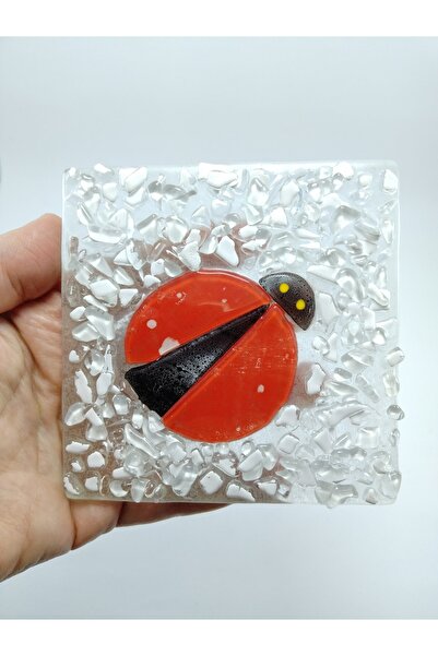 Ennea Art Uğur Böcekli Banyo Gideri Kapağı 10*10 Cm El Yapımı Cam Dekoratif Ürün Hediyelik Eşya