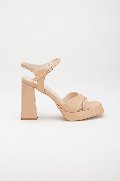 LİLLA Women's Angular Platform High Thick Heeled Shoes