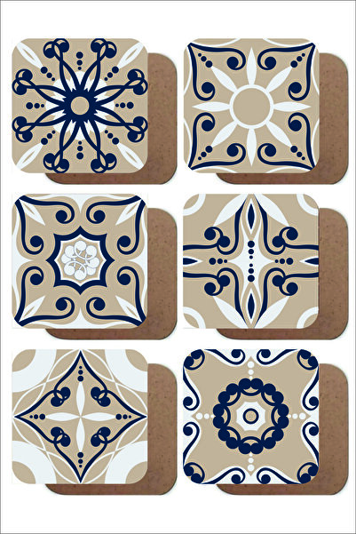 UNT Mandala Themed Set of 6 Wooden Coasters