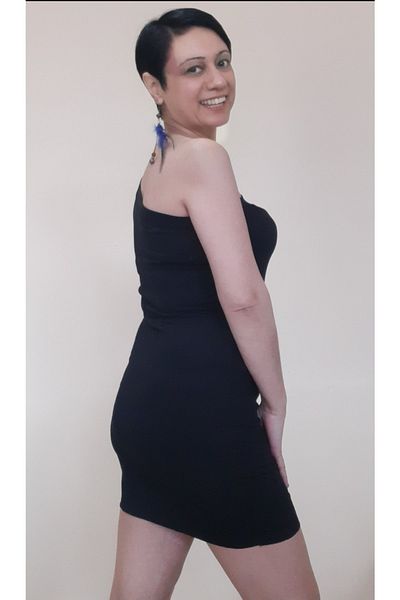 Mertcan Butik Black One-Shoulder Open Single-Sleeve Combed Cotton Viscose Mini Pencil Dress