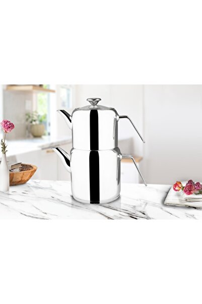 Otuz4istanbul Silindir Model Çelik Çaydanlık