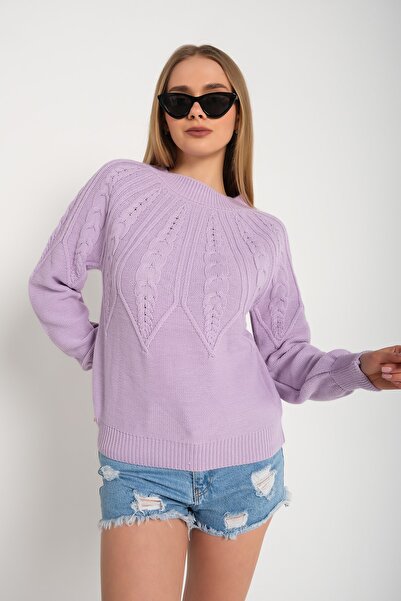 nosia fashion سترة تريكو أرجوانية ذات أكمام شعر إيطالية