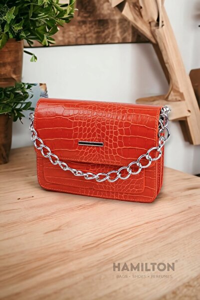 HAMILTON Оригинална дамска регулируема чанта през рамо с текстурирана верижка...