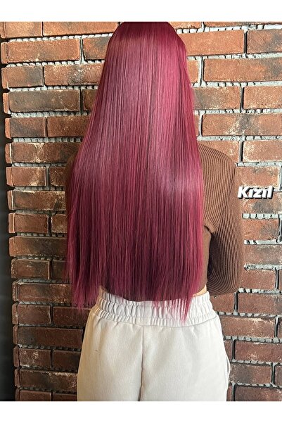 Suzan Peruk Fiber Sentetik Düz Yarım Ay + 2 Yan Çıt Çıt - Kızıl