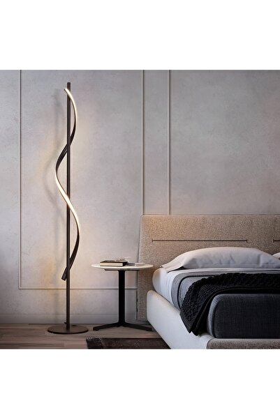 LIGHTMORE Dekoratif Dalgalı Led Lambader, Burgu Ayaklı, Siyah, 3000k Sarı Işık