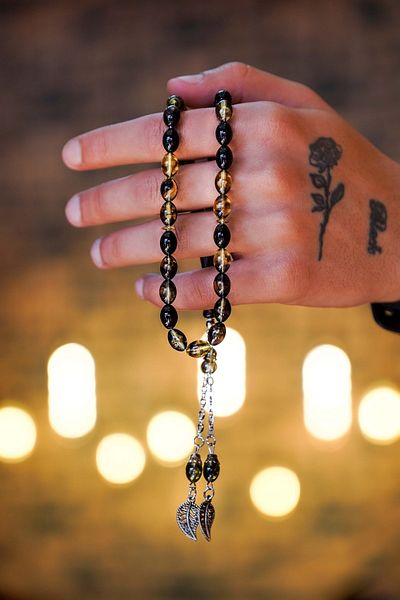The Collection Brown Black Barley Cut Tiger Eye Natural Stone Prayer Beads