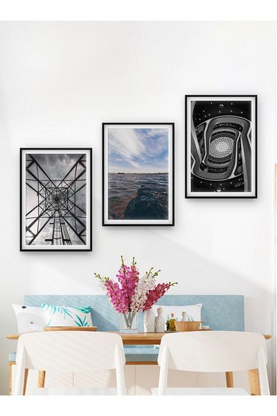 Tooall Set de 3 piese pentru casa, sufragerie, hol, birou, dormitor, cadru de perete MDF