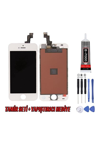 Genos Apple Iphone 5s Lcd Ekran A+ Beyaz Montaj Kiti Hediye
