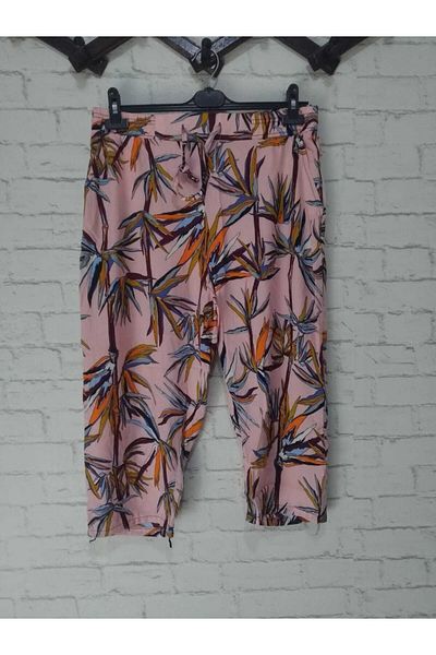 anne moda ankara Lycra Free, Woven Cotton, Full Summer, High Waist, Elastic Waist and Laced 2-Pocket Capri Pants