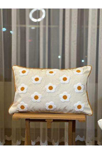 BUGİ HOME COLLECTİON Декоративна калъфка за възглавница с бродерия и флорален мотив