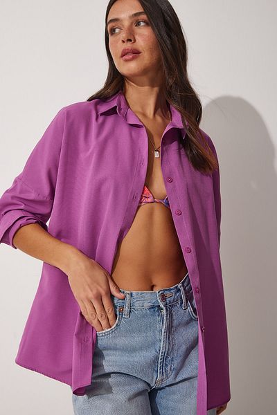 Happiness İstanbul Női Medium Lila Oversize Long Basic ing DD00842