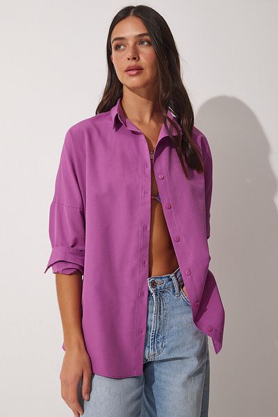 Happiness İstanbul Női Medium Lila Oversize Long Basic ing DD00842
