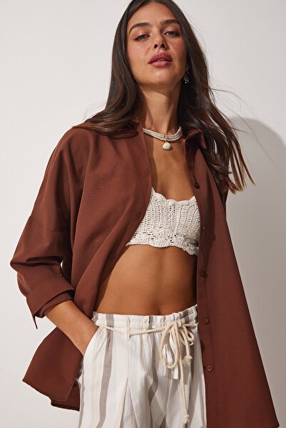Happiness İstanbul Női Cocoa Oversize Long Basic ing DD00842