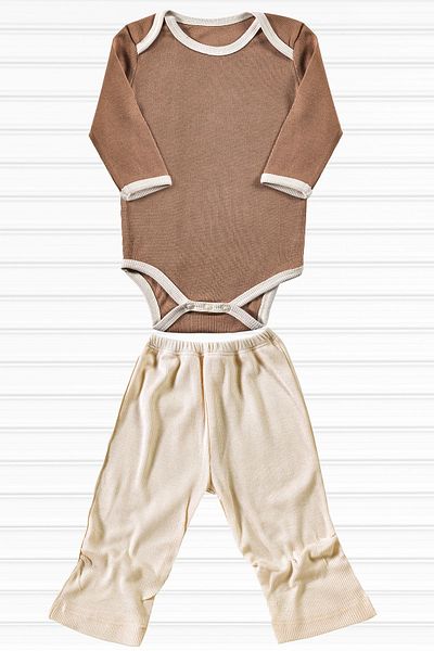tinylamb Coco Cream Baby Set 2 Piece Unisex Organic Cotton Newborn Bodysuit Pants Bottom Top Gift Set