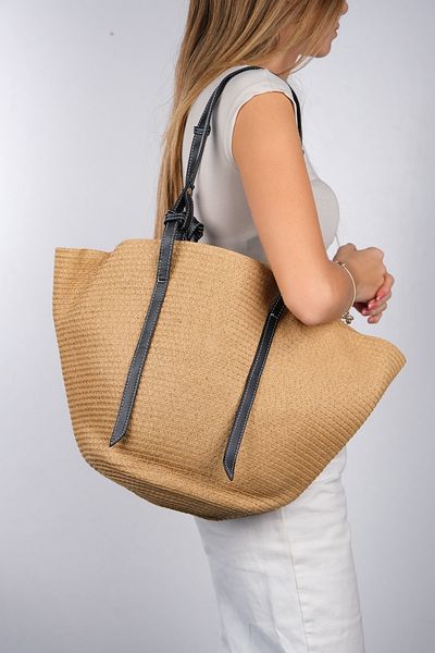 LuviShoes Arias Straw Damen Schultertasche - Dunkelbeige