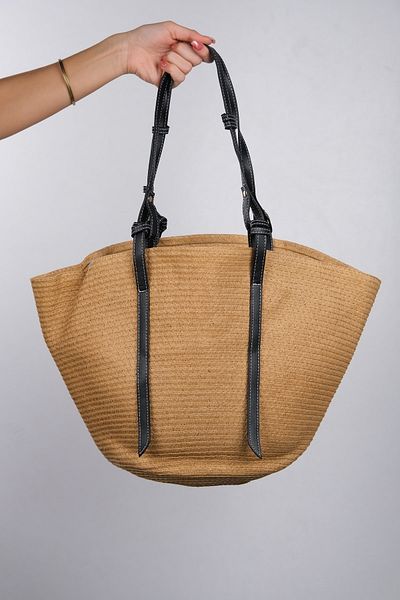 LuviShoes Arias Straw Damen Schultertasche - Dunkelbeige