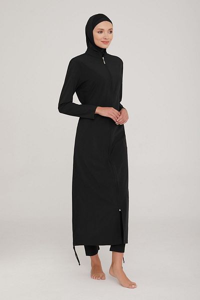 Remsa Mayo Μακρύ ολόσωμο, πλήρως καλυμμένο μαγιό Hijab Wınta 4065 Μαύρο
