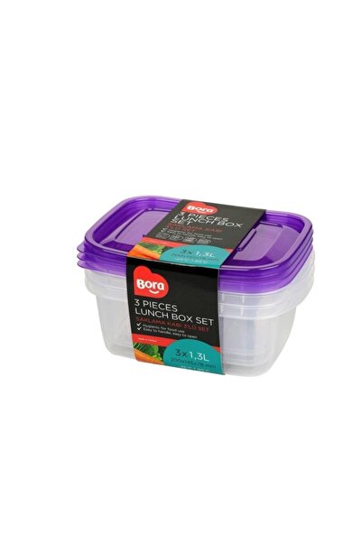 Bora Plastik Rectangular Storage Container Set of 3 1.3 Liters - Bo536