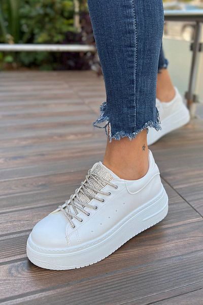 GNY AYAKKABI Pantofi sport de damă Stone White