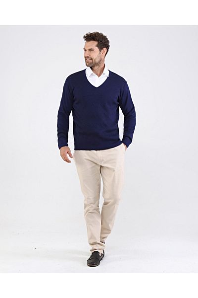 Çizgi Triko Tricotaj pentru bărbați cu decolteu în V Pulover Parlamentul cu mâneci și talie cu model Tricot din oțel elastic Fit Classic