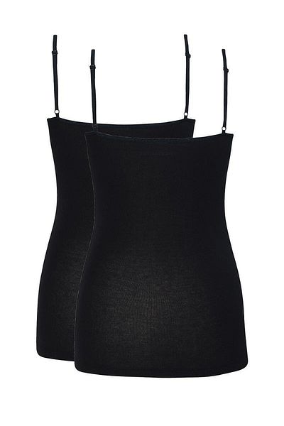 Blackspade Women's Black Thin Strap Undershirt 2 Pack 1592