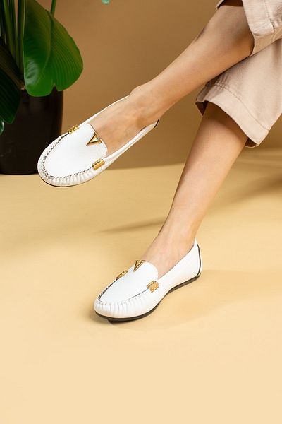 AGACE Women's V Buckle Ballerina Shoes