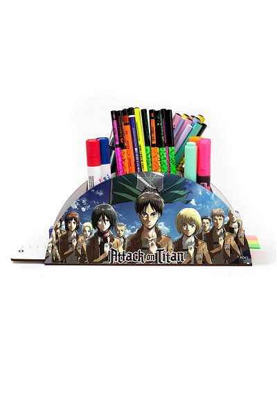 kutuTR Wooden Vip Anime Series Rainbow Ruled Desktop Pen Holder For Kids Organizer Assembled Boxed