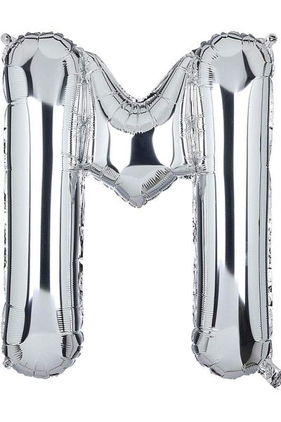 BeySüS 40 Inch Silver M Letter Foil Balloon