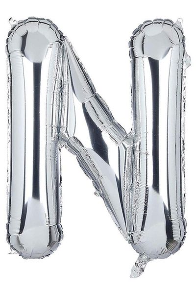 BeySüS 40 INch Silver Colored Letter Foil BallooN - Letter N