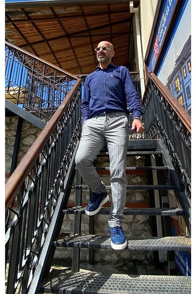 Ecer Alpino Ανδρικό Αθλητικό Ριγέ Λινό Παντελόνι 81482310-04 Leon