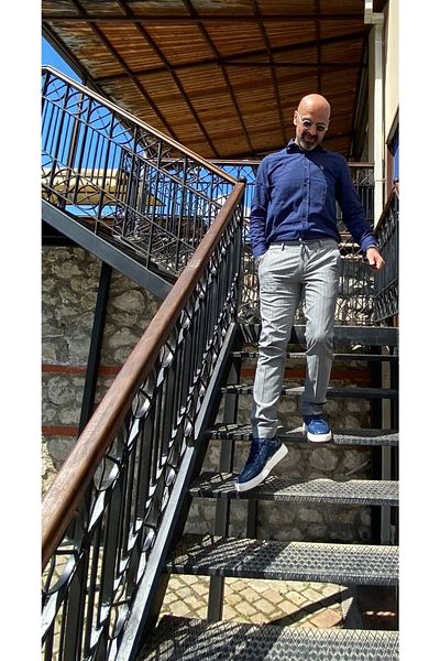 Ecer Alpino Ανδρικό Αθλητικό Ριγέ Λινό Παντελόνι 81482310-04 Leon