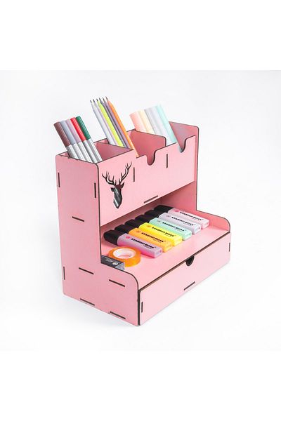 kutuTR Notpa Drawer Deer Patterned Desktop Pen Holder Organizer Disassembled