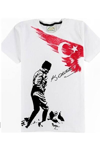 DHN Tricou pentru copii cu mânecă scurtă cu imprimeu Atatürk și steag