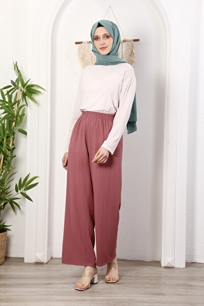 Space Fashion Elastic Waist Skirt Trousers Summer Comfortable Wide Seersucker Fabric