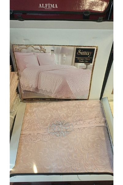 CMBC TEXTILE طقم بطانية ألفيما، مزدوج، ملاءة سرير × 1 كيس وسادة دانتيل × 2 كيس وسادة