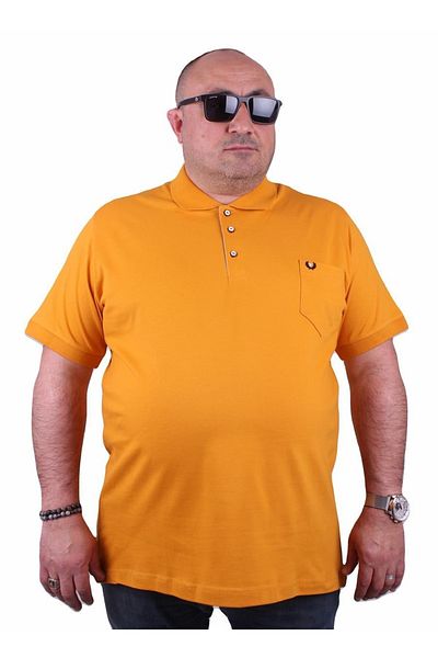 MocGrande Mustard Lycra Large Size Polo T-Shirt 11501 - Classic Pocket