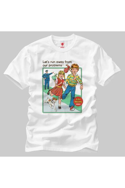Built By Crazy Tricou unisex Lets Run Away From Our Problems