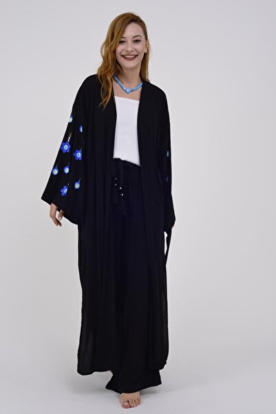 Hazinedan Kadın Hayat Ağacı Nazar Boncuğu Baskılı Kimono & Kaftan