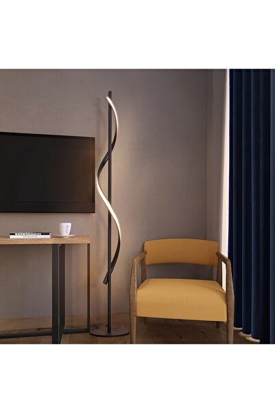 LIGHTMORE Dekoratif Dalgalı Led Lambader, Burgu Ayaklı, Siyah, 6500k Beyaz Işık