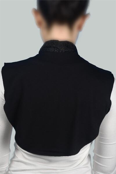 Altobeh Women's Combed Cotton Hijab Circle Collar Lace Neck Collar - BLACK