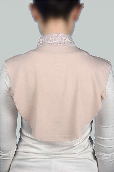 Altobeh Women's Combed Cotton Hijab Circle Collar Lace Neck Collar - Beige