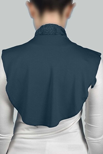 Altobeh Women's Combed Cotton Hijab Circle Collar Lace Neck Collar - Petrol Color
