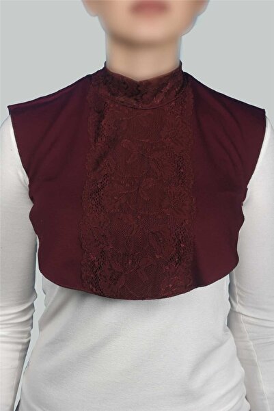 Altobeh Women's Combed Cotton Hijab Circle Collar Lace Collar - Claret Red