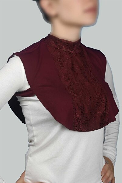 Altobeh Women's Combed Cotton Hijab Circle Collar Lace Collar - Claret Red